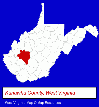 West Virginia map, showing the general location of Shammaa Braces