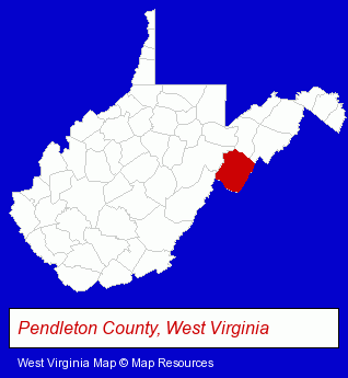 West Virginia map, showing the general location of Appalachian Cabins