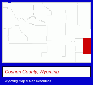 Wyoming map, showing the general location of Kings Inn