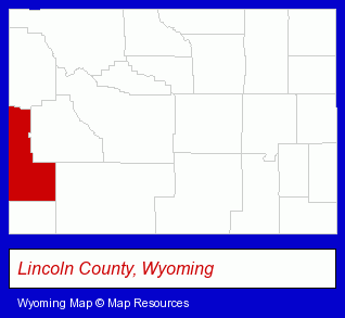 Wyoming map, showing the general location of Wind River Herbs