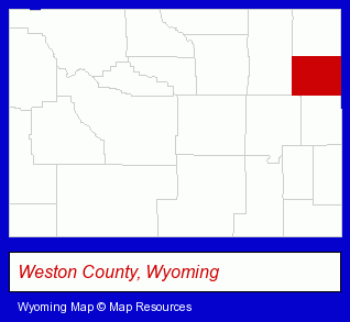 Wyoming map, showing the general location of Hilltop Motel